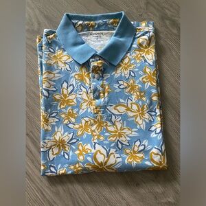 Bonobos Polo Shirt Mens XL Blue Floral Hawaiian Short Sleeve